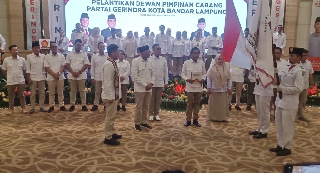 Asroni Paslah Ketua DPC Partai Gerindra Kota Bandar Lampung Beserta Pengurus Resmi Di Lantik