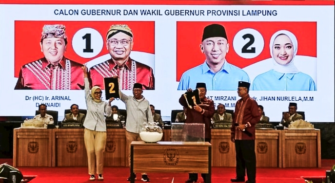 KPU Lampung Menggelar Pengundian Dan Penetapan Nomor Urut Paslon Cagub dan Wagub Sekaligus Deklarasi Kampanye Damai
