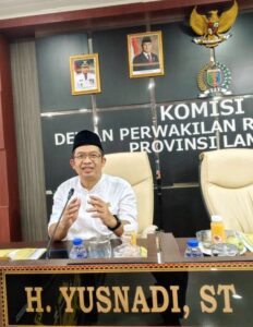 Yusnadi, Sekretaris Komisi IV DPRD Lampung Dorong Modernisasi Drainase dan Digitalisasi Mitigasi Banjir