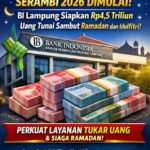 BI Lampung Perkuat Layanan Penukaran Uang, Rp4,5 Triliun Disiapkan untuk Ramadan–Idulfitri